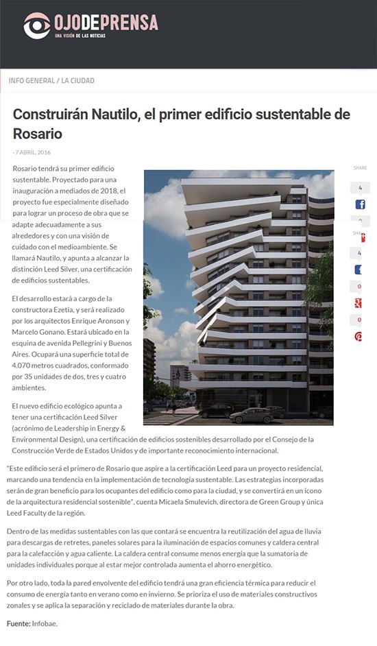 Construirán Nautilo, el primer edificio sustentable de Rosario