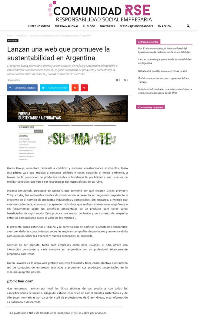 Lanzan una web que promueve la sustentabilidad en Argentina